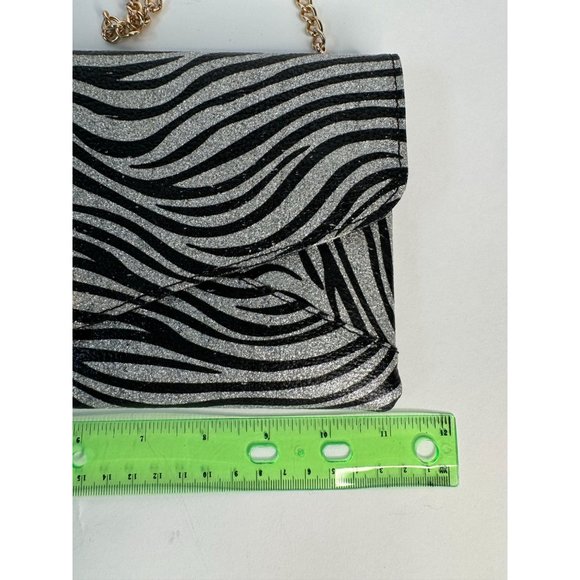 A Touch of Style Zebra Pattern Clutch with Gem Closure and Removable Chain Strap - Picture 8 of 16
